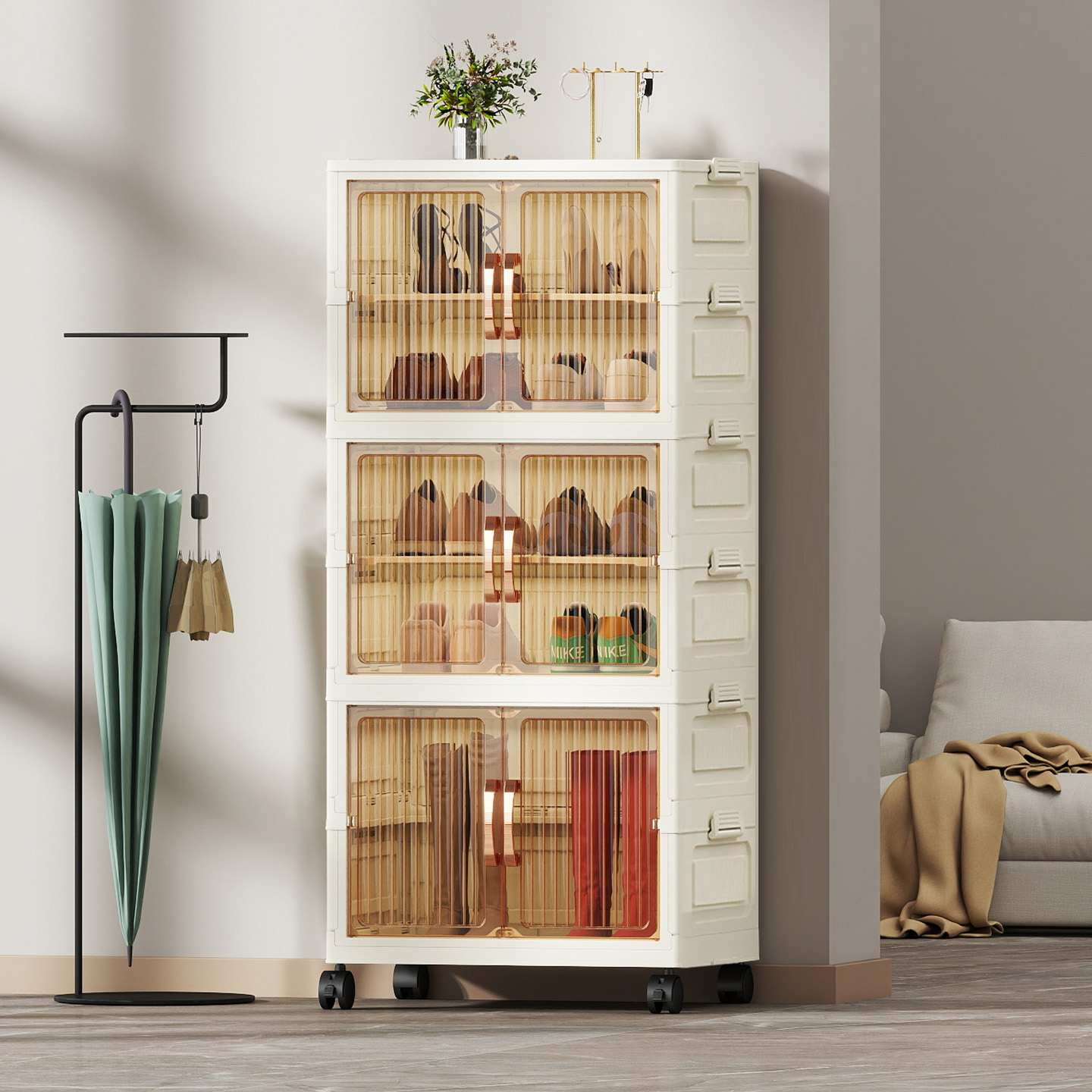 免安装鞋柜新款2025爆款家用门口折叠鞋架简易鞋子收纳盒塑料防尘