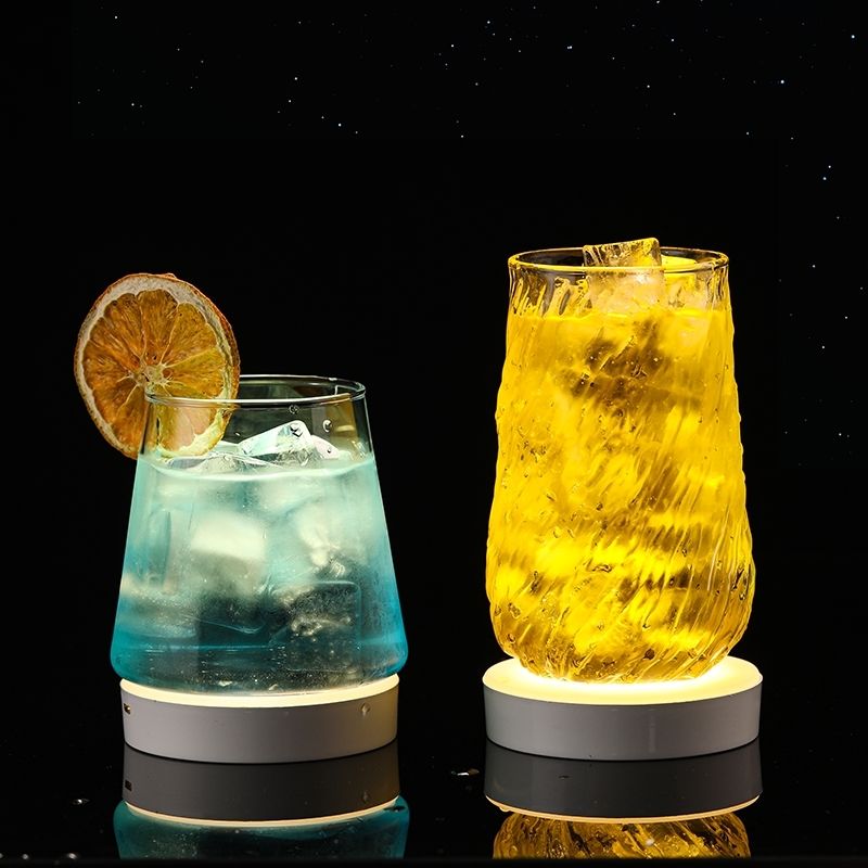 发光杯垫鸡尾酒威士忌led灯酒杯灯座发光底座闪光酒吧灯座七彩图片