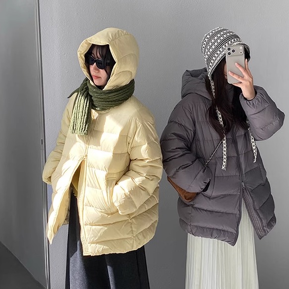 蓬松90白鸭绒连帽排骨羽绒服