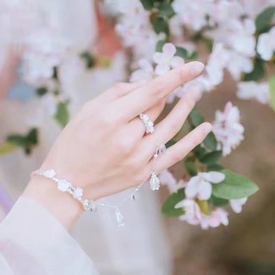 古风铃铛戒指手镯 汉服手饰开口镯子 中国风宫铃礼物宫廷复古饰品