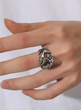 绅士气质镀银银色不调节男士霸气戒指戒指环饰品