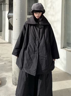 中长款翻领针织拼接棉衣棉服外套