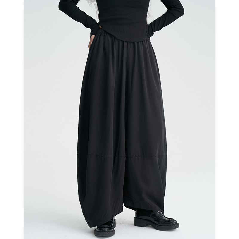 陆与山屿设计感小众天丝垂感休闲裤山本暗黑阔腿裤女士休闲长裤子