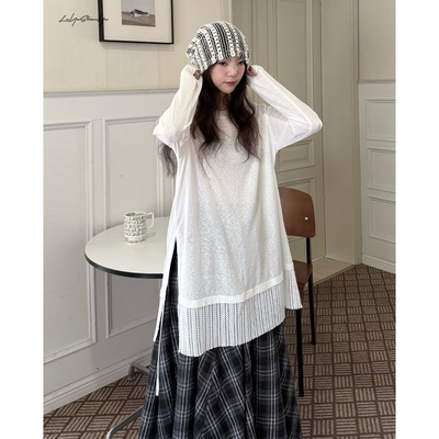 侧边绑带美翻了拼接下摆若隐T恤