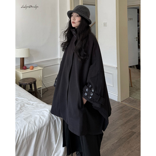 陆与山屿【雪夜】斗篷式暗黑设计毛呢大衣披风深冬独特超好看外套