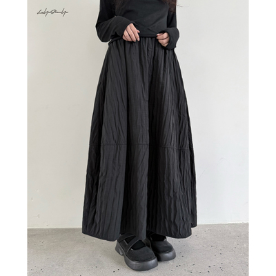 绗线棉感加厚灯笼裙显瘦半身裙