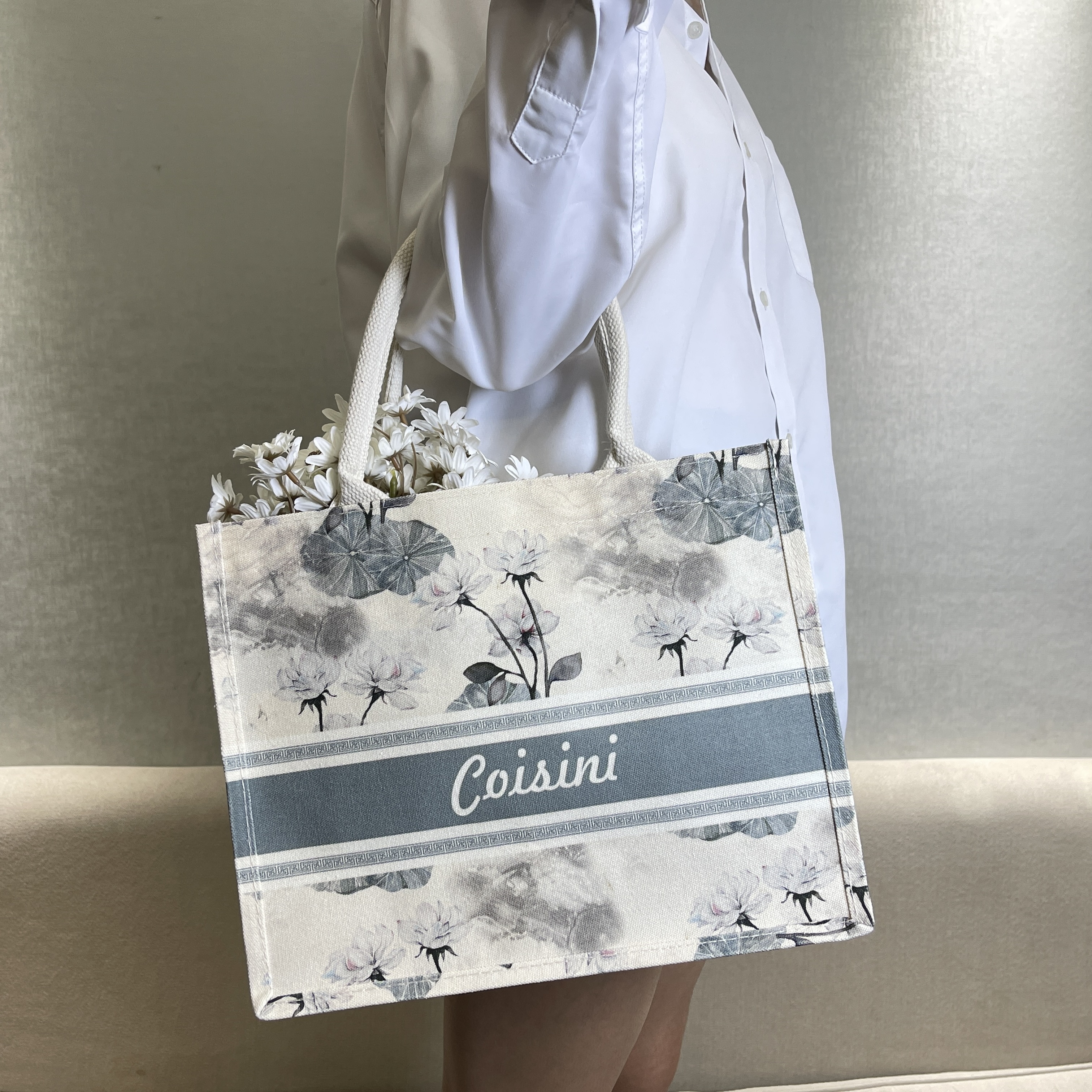 现货帆布手提袋女时尚外出托特包高级感环保礼品棉布黄麻袋印logo