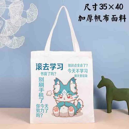 Furry系列周边可爱福瑞男女学生补习上课帆布包大容量手提单肩包