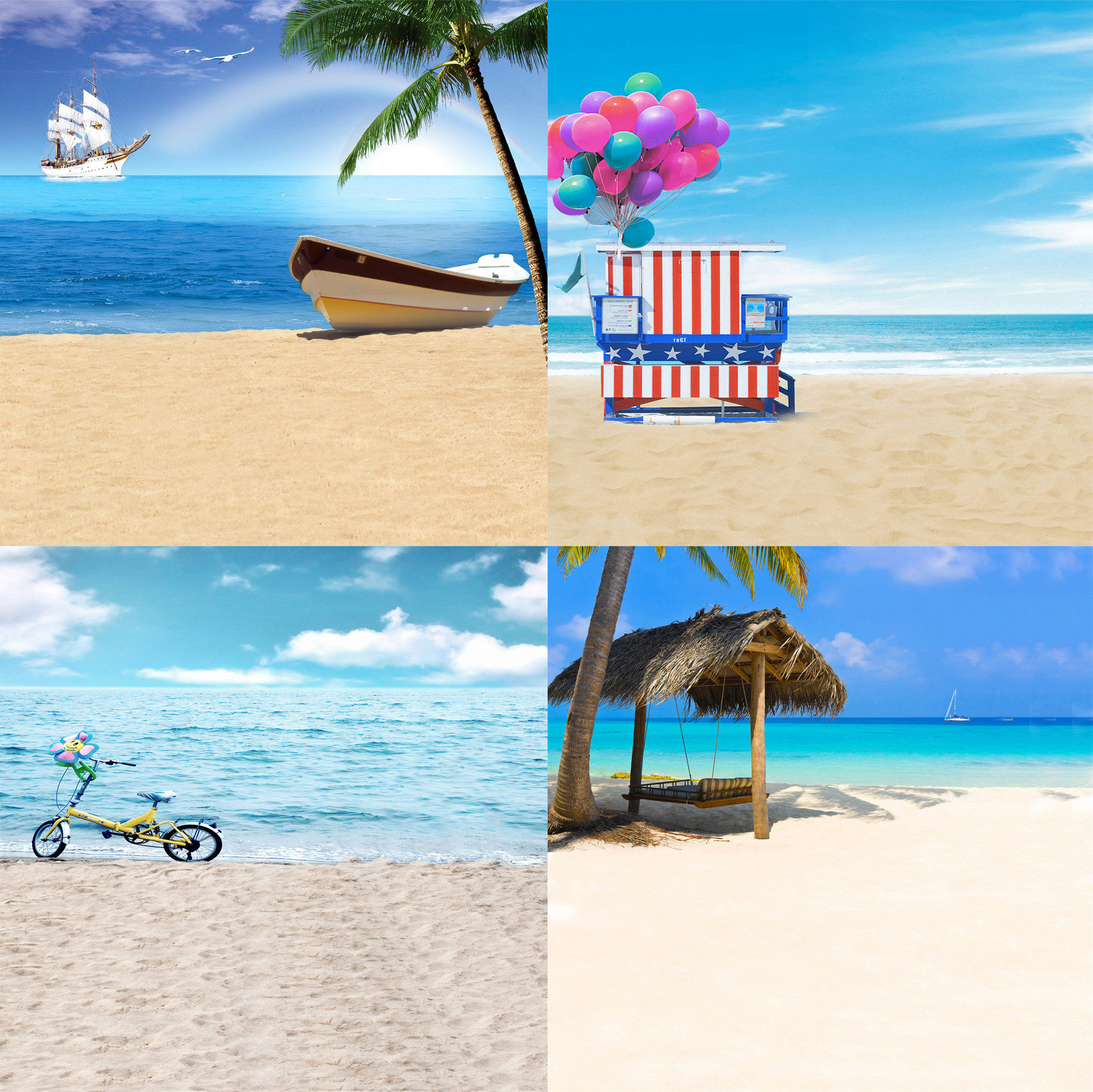 2023新款儿童摄影背景纸写真摄影影楼天空沙滩海景主题拍照背景布