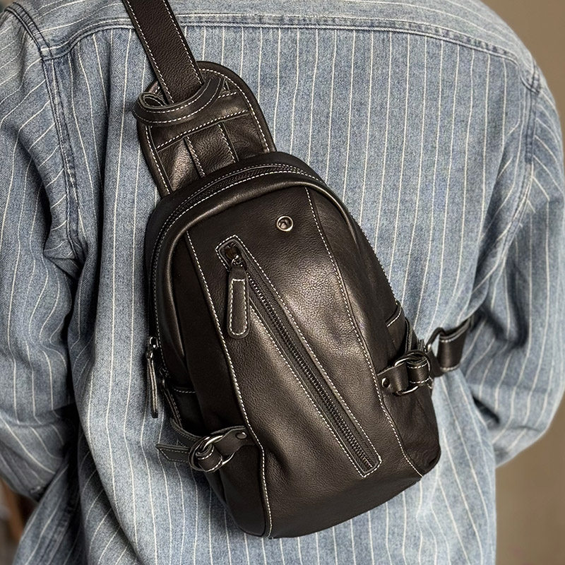 麦为时尚潮流真皮胸包户外单肩包休闲头层牛皮胸包男士百搭斜挎包,箱包皮具/热销女包/男包,胸包,淘宝优惠券,粉丝福利购,淘宝优惠卷