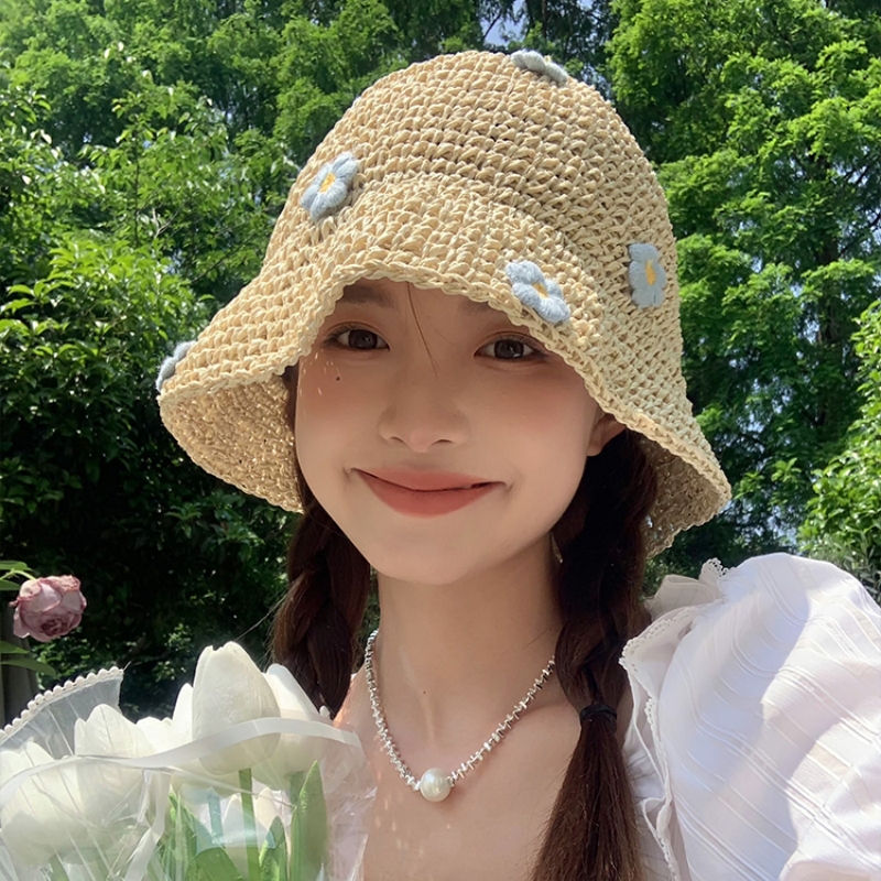 渔夫草帽女甜美沙滩夏季防晒帽