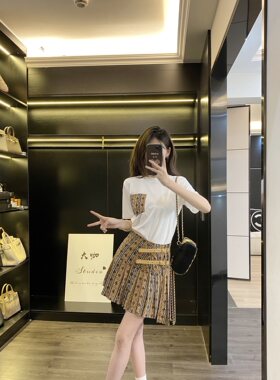 2024秋季新款烫钻满印格纹衬衫梵文十字架重工印花字母宽松外套潮