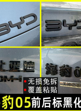 比亚迪海豹05dmi/ev黑化前车标字母改装件汽车用品装饰贴尾标改色