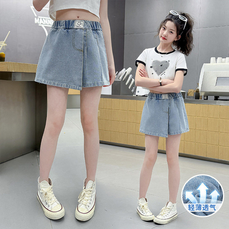 女童夏季牛仔裙裤2026新款女孩夏装高腰牛仔短裤百搭洋气夏天裙子