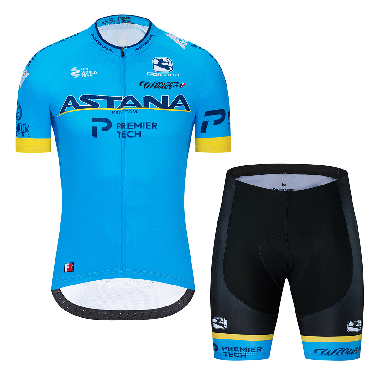 夏季新款阿斯塔纳骑行服短袖男短裤套装单车衣服Astana自行车服装