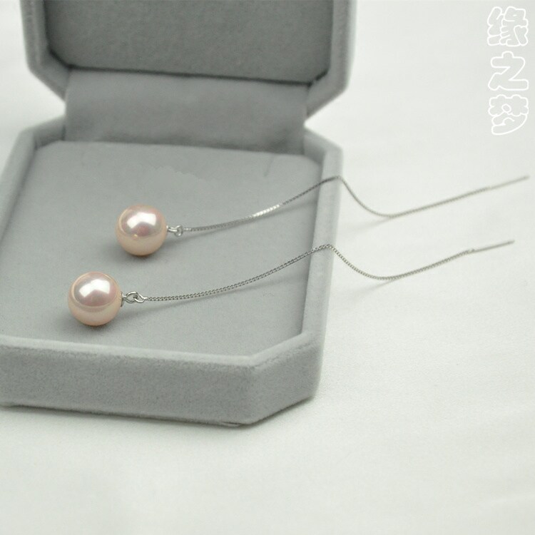 缘之梦S925纯银耳线粉色贝珠纯银长款耳饰韩国简约气质款耳坠