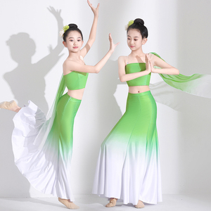 彩云之南儿童傣族舞蹈演出服半身习舞包臀裙女童独舞孔雀舞表演服