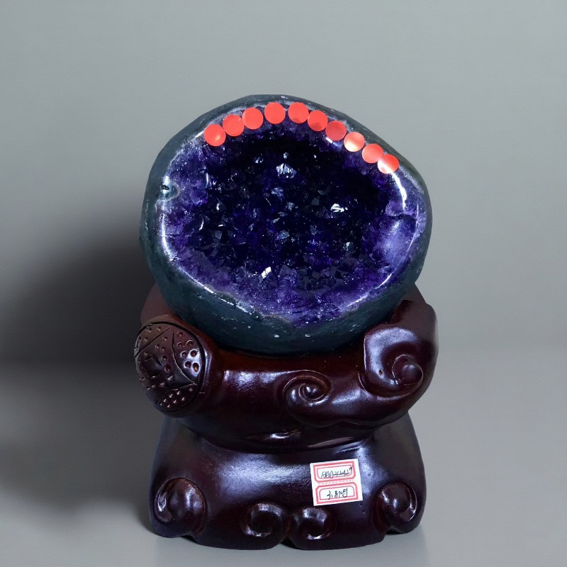 天然紫水晶洞摆件乌拉圭聚宝盆钱袋子消磁原石办公室乔迁高档送礼