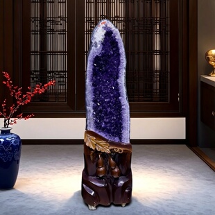 1.3米高天然乌拉圭紫晶洞帝王紫水晶聚宝盆镇宅招财玄关摆件收藏