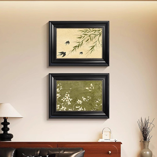 中式复古绿竹花卉装饰画