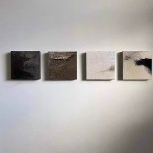 月光侘寂风小众抽象艺术感装饰画黑色系酒店卧室创意小幅组合挂画