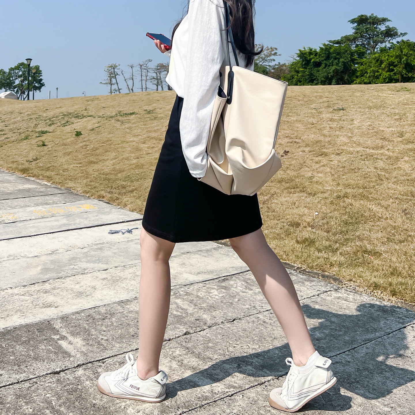 黑色直筒半身裙小个子女夏季薄款宽松显瘦百搭松紧腰大码休闲中裙