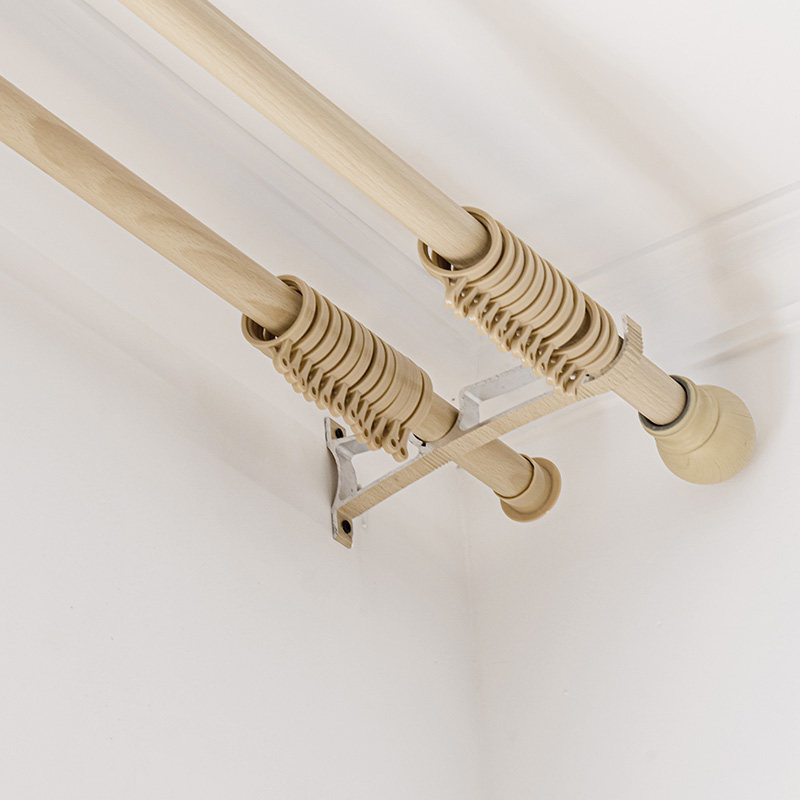 加厚仿实木铝合金罗马杆窗帘杆支架打孔静音窗帘轨道单双杆整套
