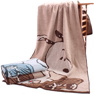 金号浴巾纯棉成人加大180沙滩裹巾柔软吸水史努比卡通情侣款浴巾