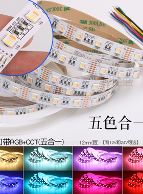 LED七彩RGB灯带5050高亮软灯条DC24V/12V滴胶防水室内外装饰灯带