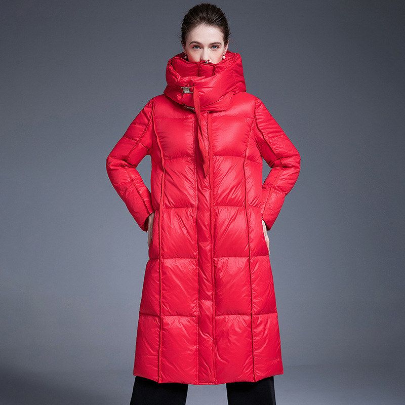欧货轻盈保暖被子白鸭绒羽绒服女中长款2025冬季过膝加厚羽绒外套