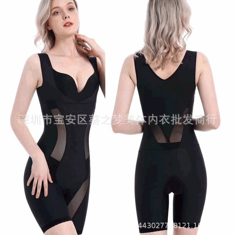 春夏新款咖啡因体雕塑身衣连体石墨烯负离子束身美体内衣产后收腹
