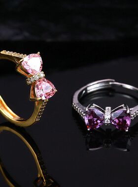 戒指蝴蝶结跨境锆石女保色饰品
