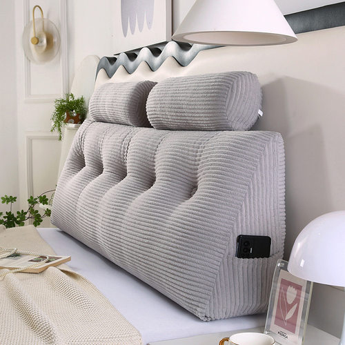 灯芯绒床头三角靠垫沙发长条大靠背可拆卸卧室榻榻米双人靠枕批发