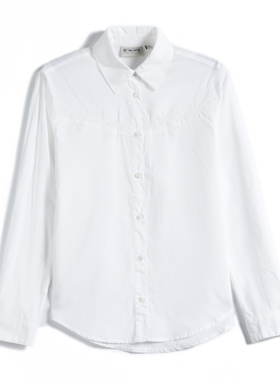 MCS女士纯色衬衣尖领纯棉百搭通勤长袖衬衫CS20WH007W春季新款