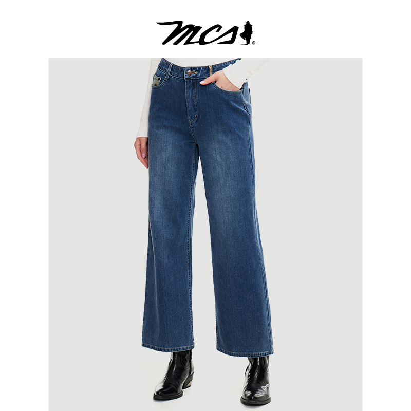 MCS松身版女微弹复古牛仔裤