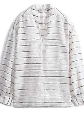 MCS松身版衬衫女士百搭舒适休闲条纹简约透气长袖衬衣CS21WH032W