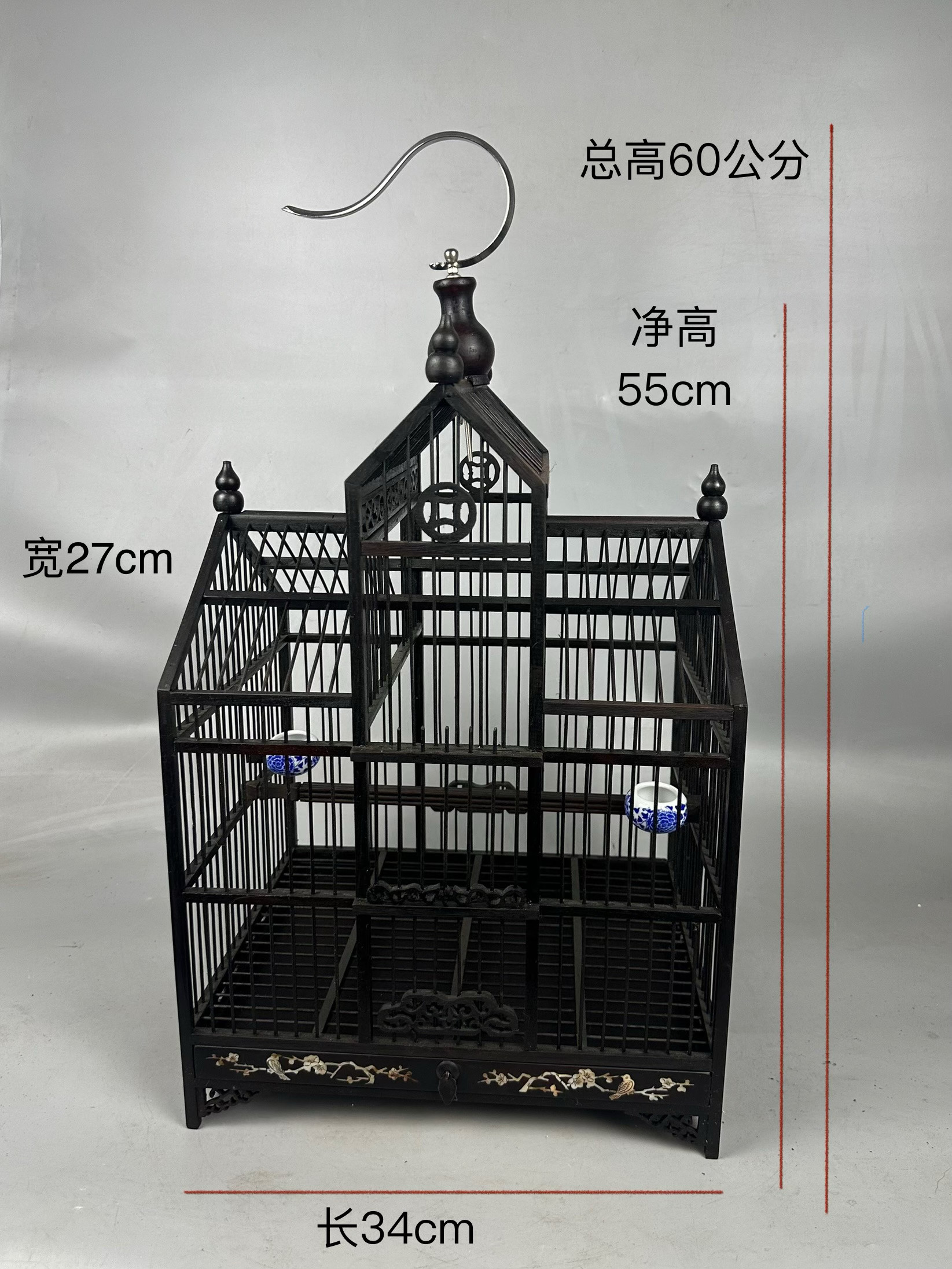 红木房子型鸟笼文玩笼摆设笼