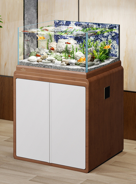 闽江新款极窄方缸生态造景鱼缸客厅超白玻璃自循环免换水底滤鱼缸