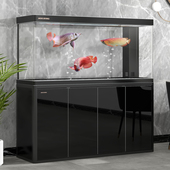 闽江鱼缸客厅家用热弯超白玻璃大型水族箱弧形底滤生态龙鱼缸新款