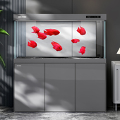 闽江鱼缸客厅家用中大型水族箱底滤简约现代轻奢超白玻璃鱼缸新款