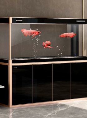 闽江鱼缸水族箱大型客厅家用落地轻奢超白玻璃底滤生态龙鱼缸新款