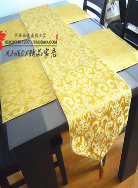 新中式布艺餐桌桌旗 简欧 宫廷大花 桌旗茶几旗高档现代时尚