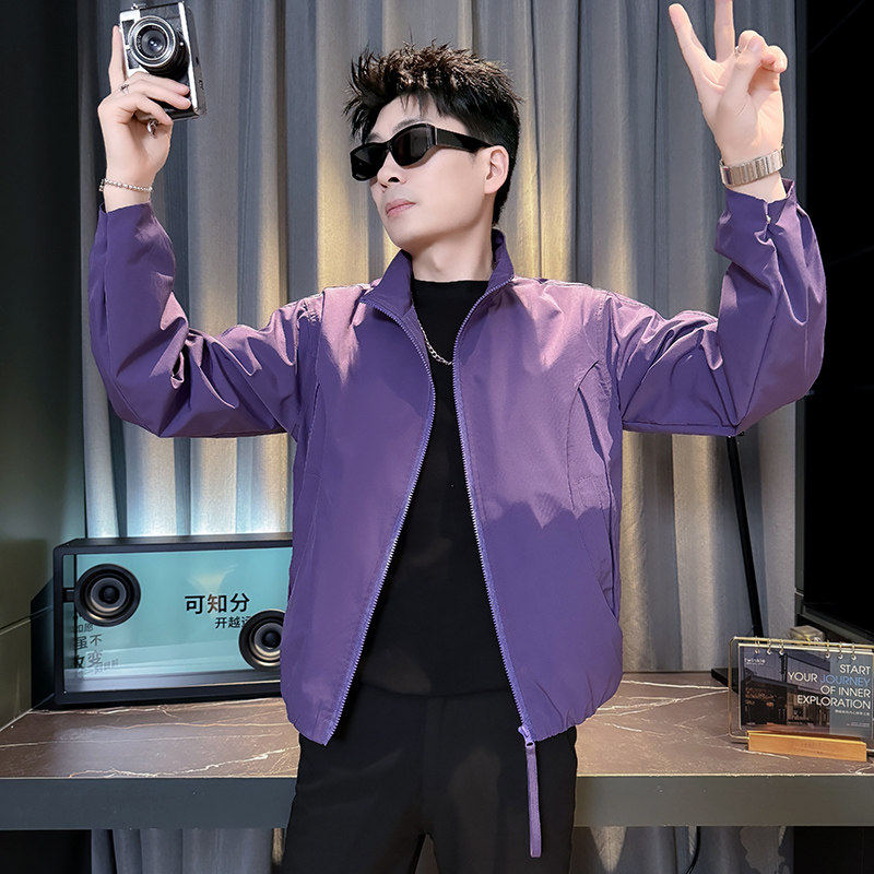 小码男矮个子修身立领短款夹克