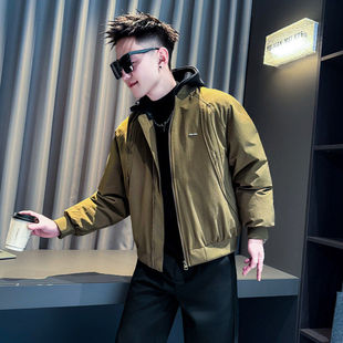 矮个子潮牌连帽棉服男冬季加厚保暖外套S号XS155韩版上衣小码棉衣
