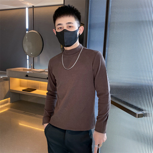矮个子纯色长袖T恤男秋冬S号XS小码打底衫韩版修身半高领套头秋衣