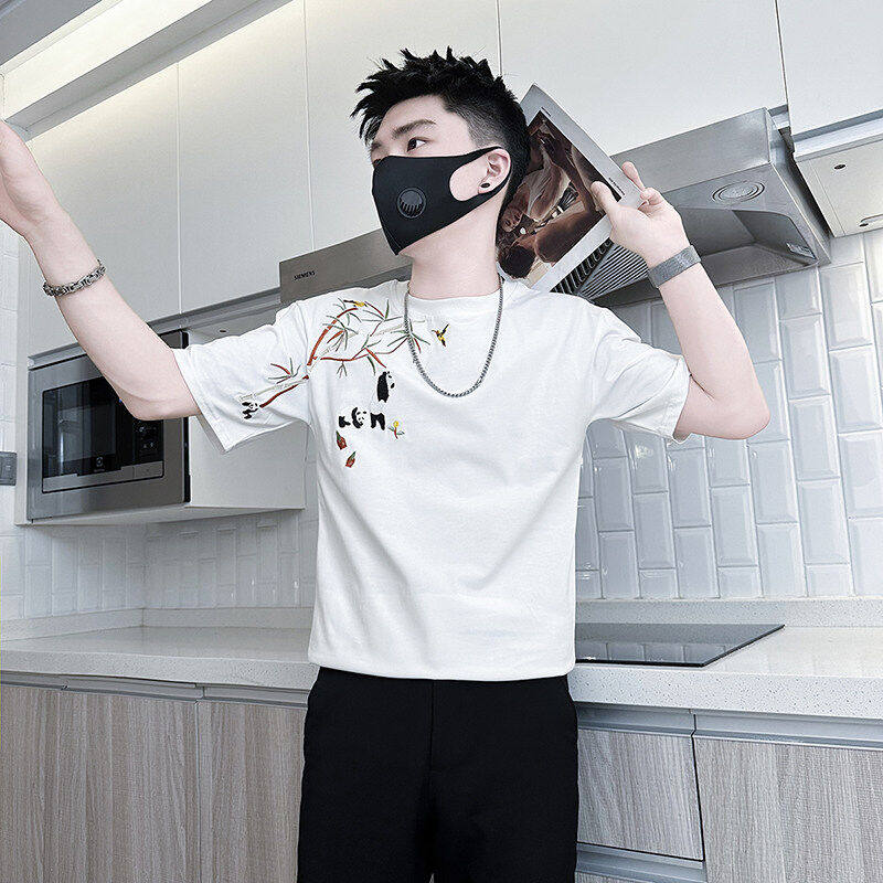 XS号S小码短袖T恤男潮流刺绣打底衫矮个子修身半截袖瘦人小号体恤