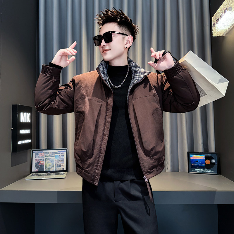 潮流小码棉衣男冬季加厚保暖休闲撞色外套小个子S号XS155修身棉服