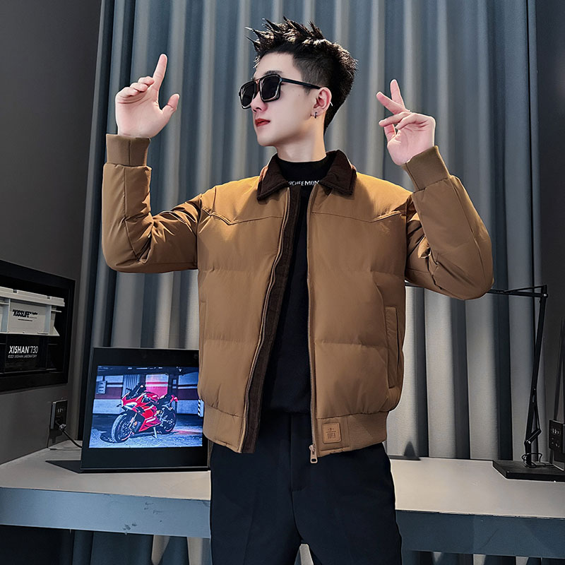 小码男装潮流翻领棉衣男冬季加厚