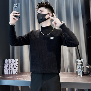 矮小个子小码半高领毛衣男秋冬潮流针织衫S号XS155修身保暖打底衫