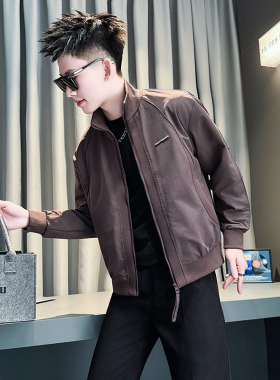 XS号小码男装简约潮牌立领外套男矮个子瘦人短款夹克S号155上衣服
